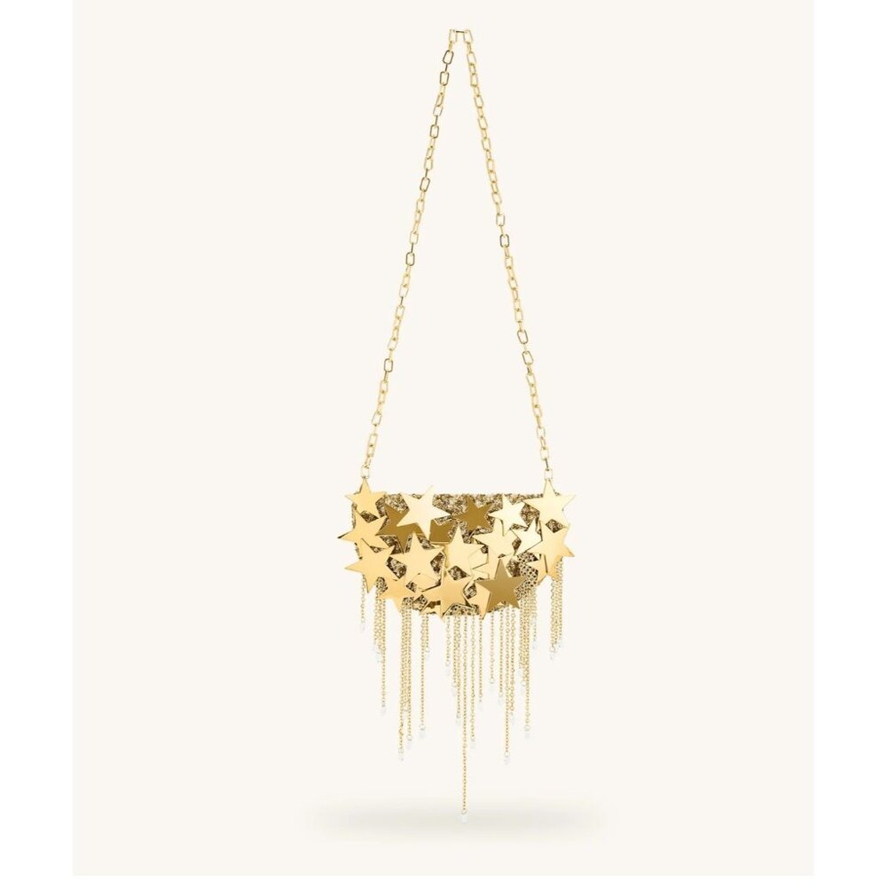 JW Pei Anika Star-Embellished Chain Bag Gold